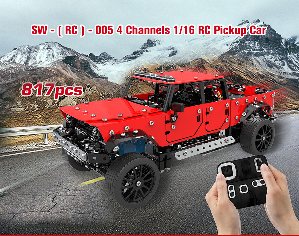 SW - ( RC ) - 005 4 Channels 1/16 RC Pickup Car Stainless Steel Model for Fun