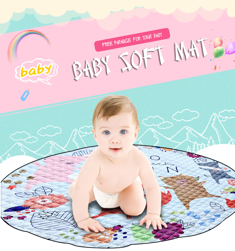 Round Cartoon Baby Crawling Carpet Kids Playing Mat Children Paradise