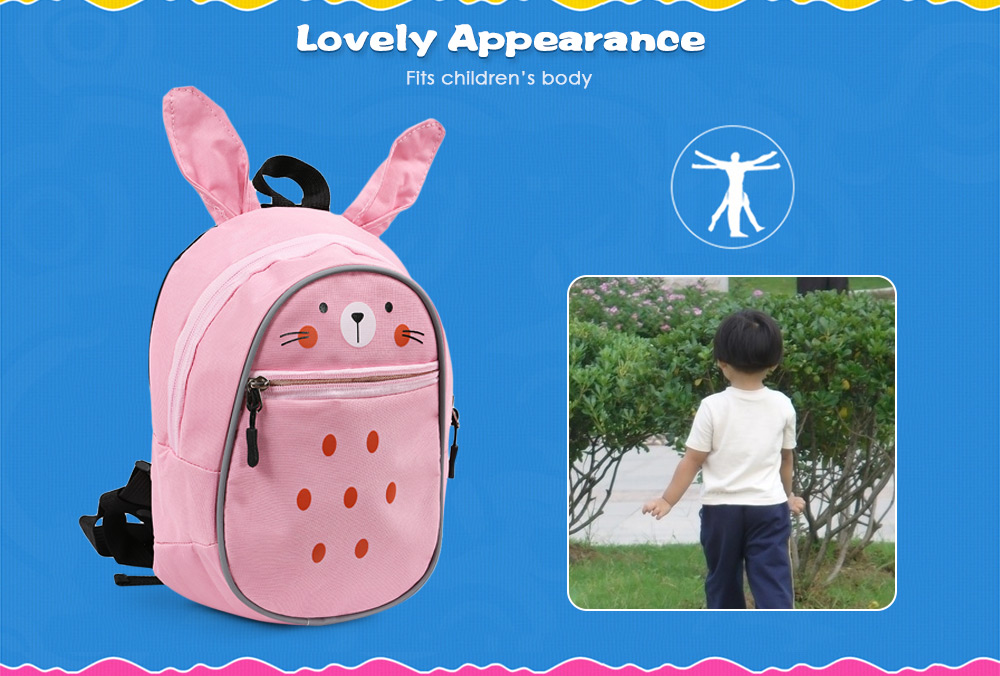Portable Pink Lovely Secure Children School Bag with Rabbit Pattern