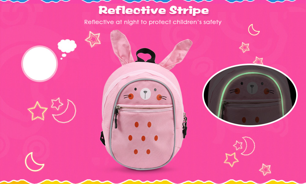 Portable Pink Lovely Secure Children School Bag with Rabbit Pattern