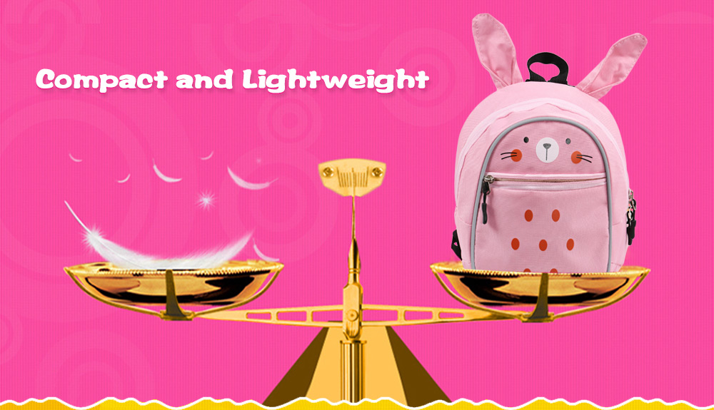 Portable Pink Lovely Secure Children School Bag with Rabbit Pattern