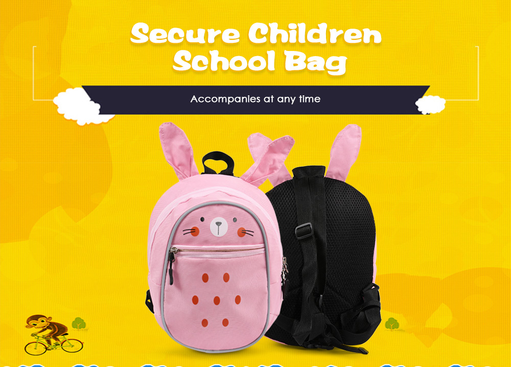 Portable Pink Lovely Secure Children School Bag with Rabbit Pattern