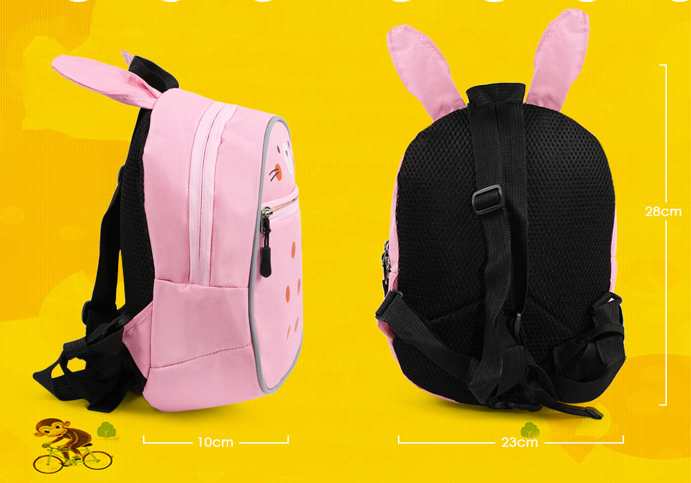 Portable Pink Lovely Secure Children School Bag with Rabbit Pattern