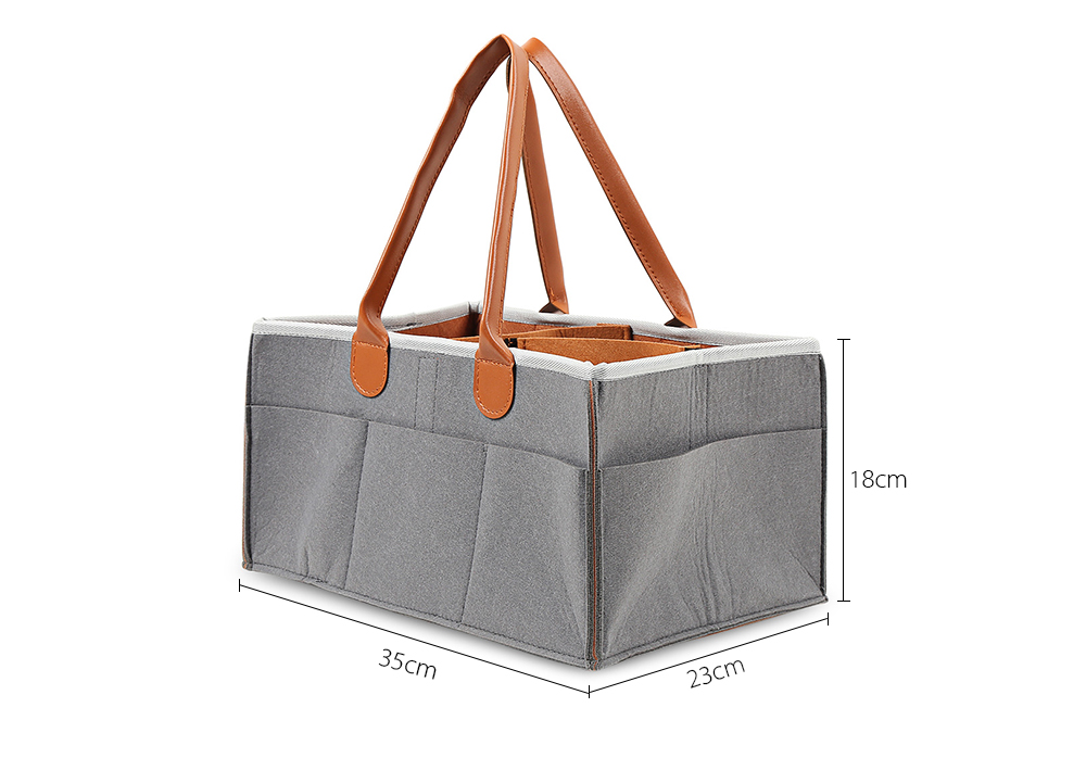 Portable Felt Tote Storage Bin Baby Diaper Organizer - Battleship Gray ...