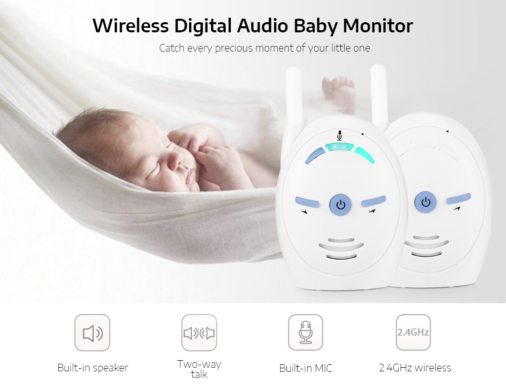 T710 2.4GHz Wireless Rechargeable Sound Digital Audio Baby Monitor