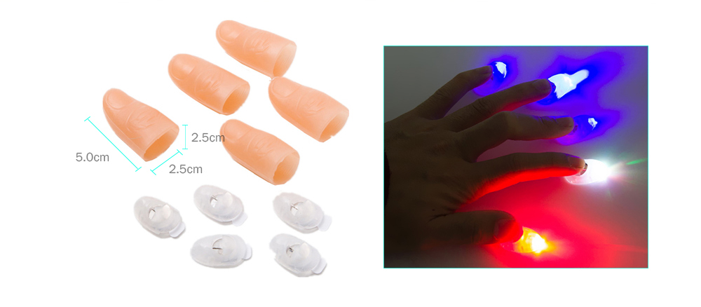 Light Up Thumb Fingers Trick Magic Props Prosthetic Toys 5pcs