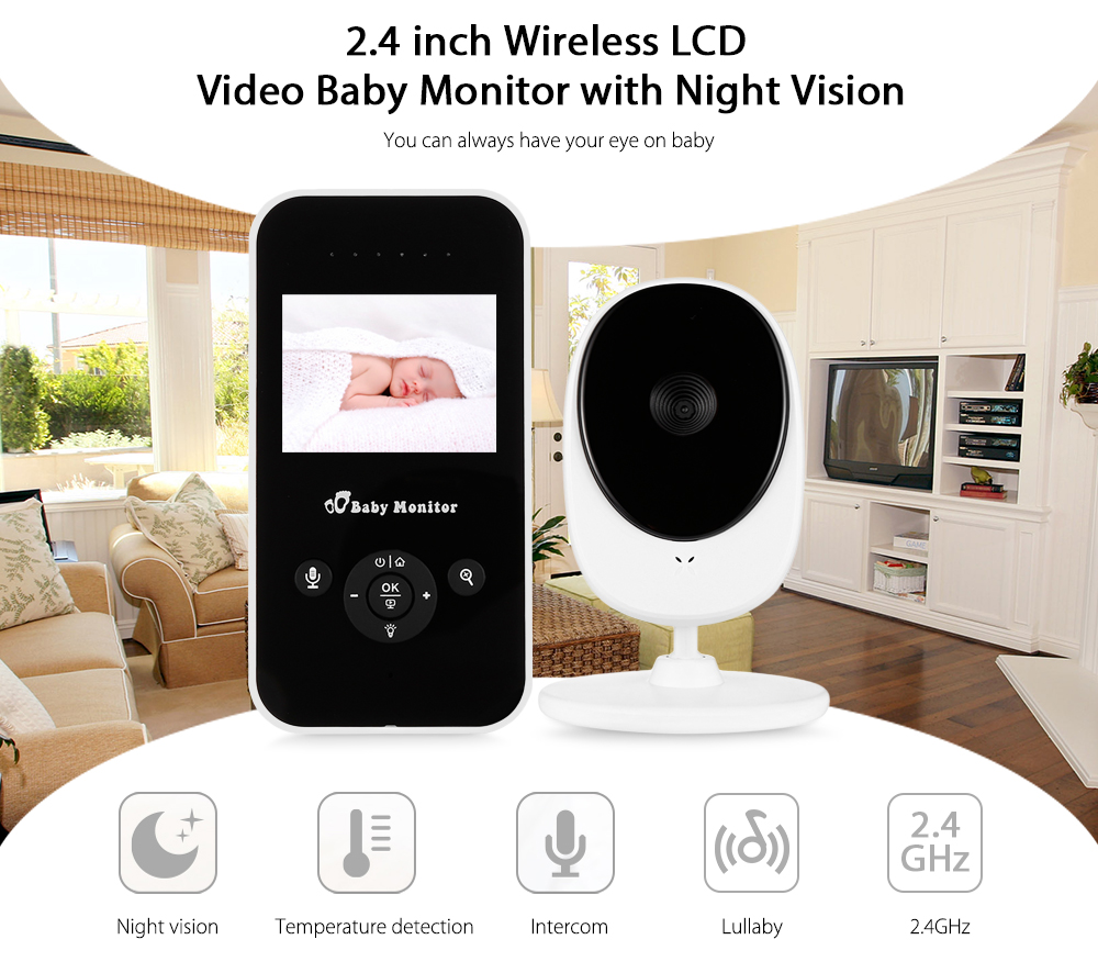 2.4 inch Wireless Digital Video Baby Monitor Night Vision Temperature Sensor 2.4 inch Wireless Digital Video Baby Monitor Night Vision Temperature Sensor