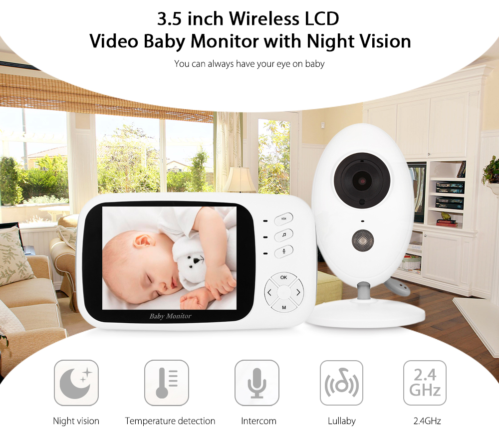 XF808 Wireless Digital Video Baby Monitor Night Vision Temperature Sensor