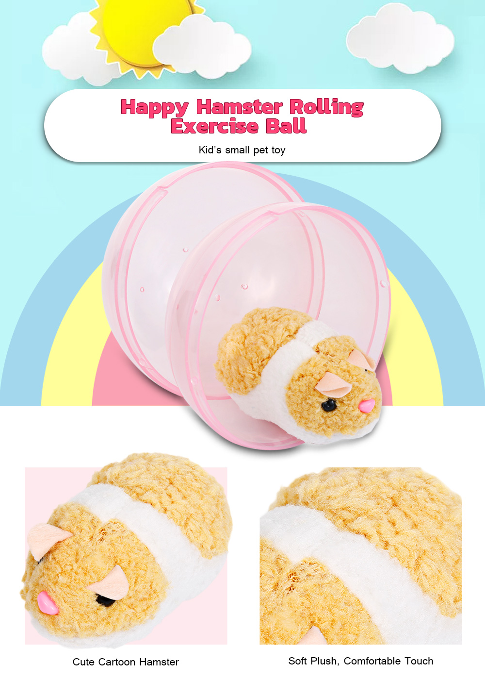 Happy Hamster Rolling Exercise Transparent Ball Kids Electronic Pet Toy