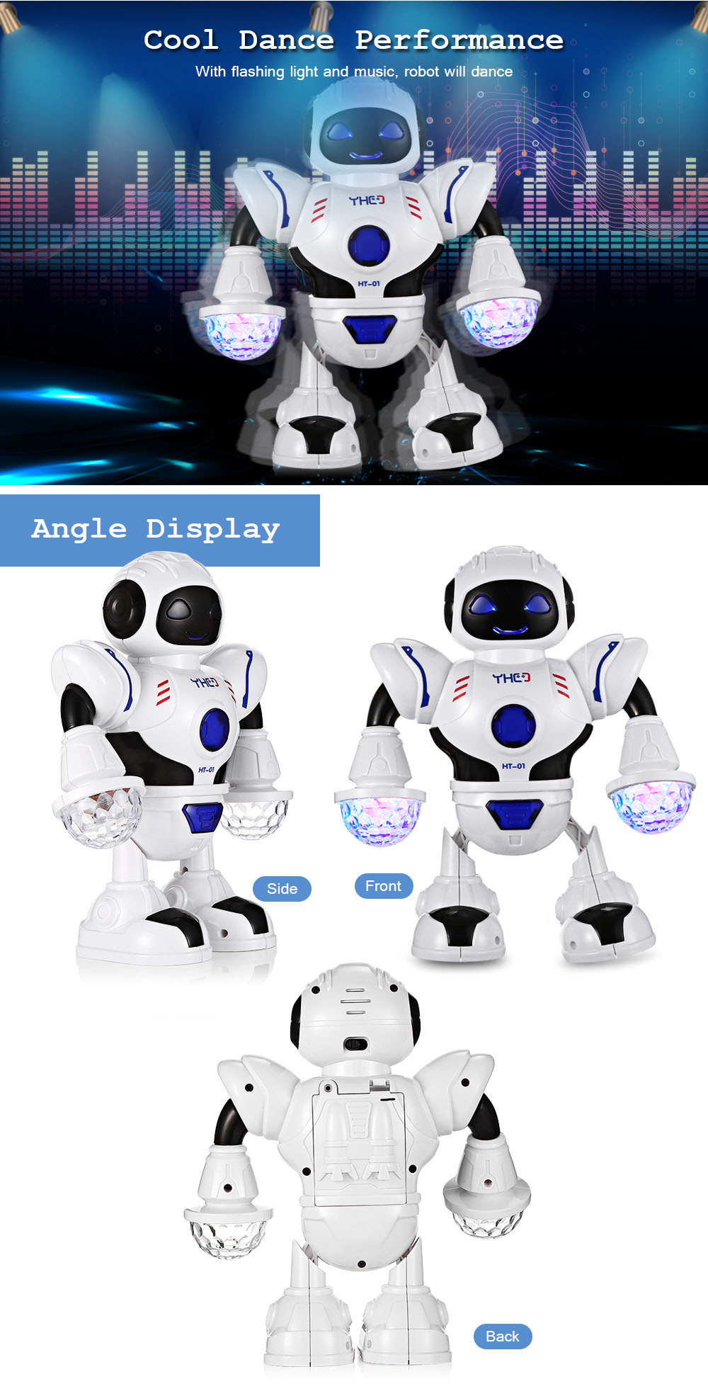 HT- 01 Kids Electronic Smart Space Dancing Robot with Music LED Light