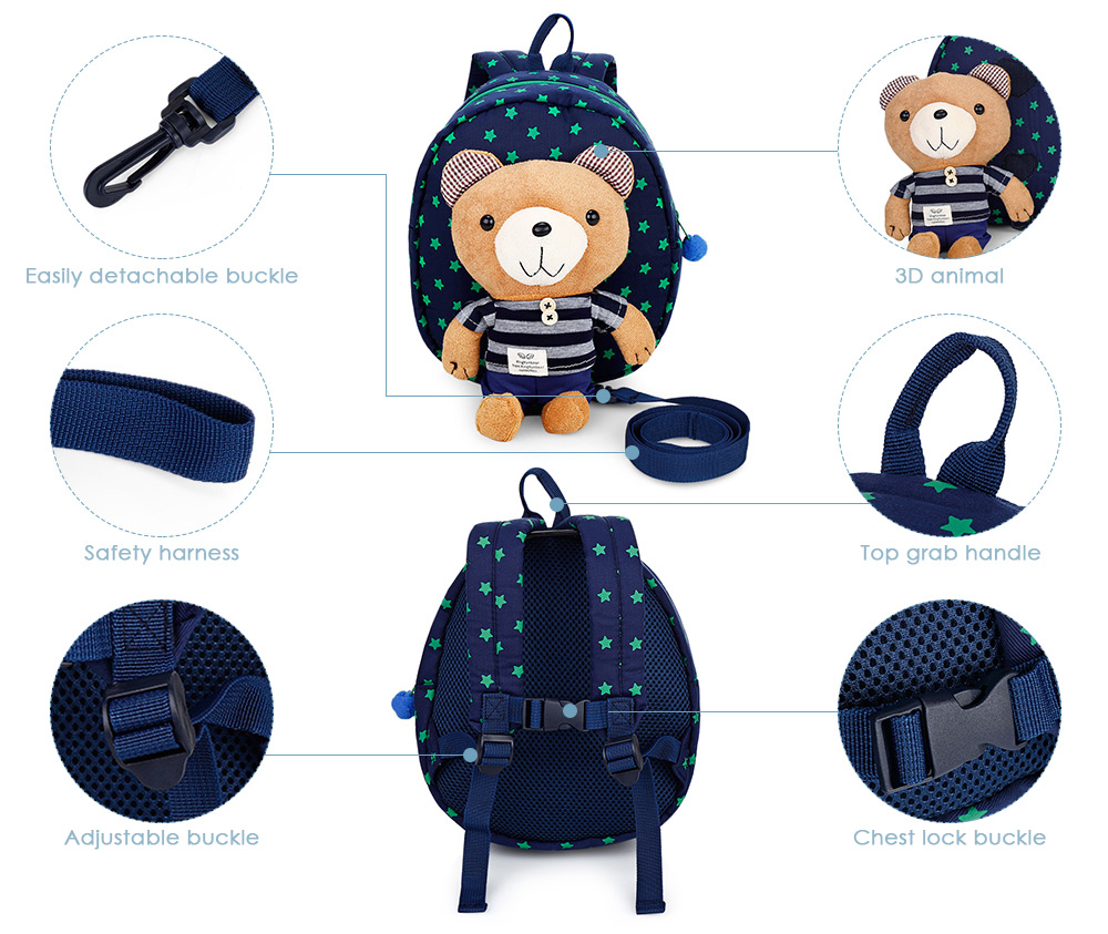 Toddler Backpack Children School Bag with Detachable Cute Bear Animal / Leash