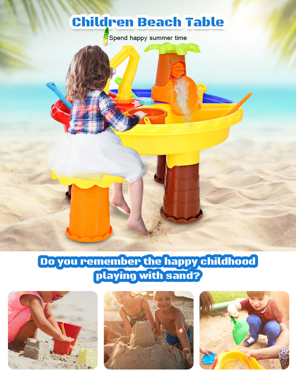 THE NORTH E HOME 9826 Kids Sand Water Round Table Beach Tools Toy