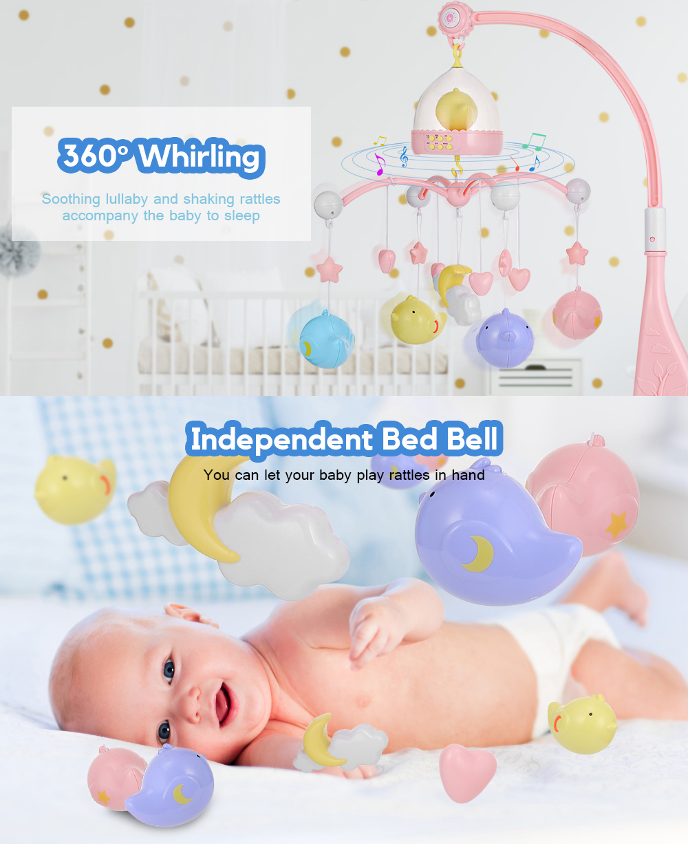 U6 Baby Crib Toy Mobile Musical Birds Rattles Bed Twist Hanging Bell