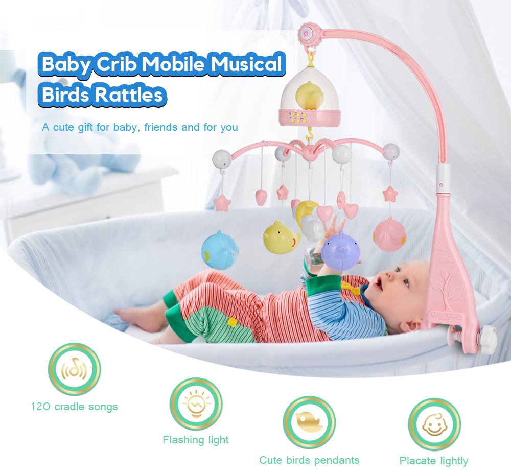 U6 Baby Crib Toy Mobile Musical Birds Rattles Bed Twist Hanging Bell