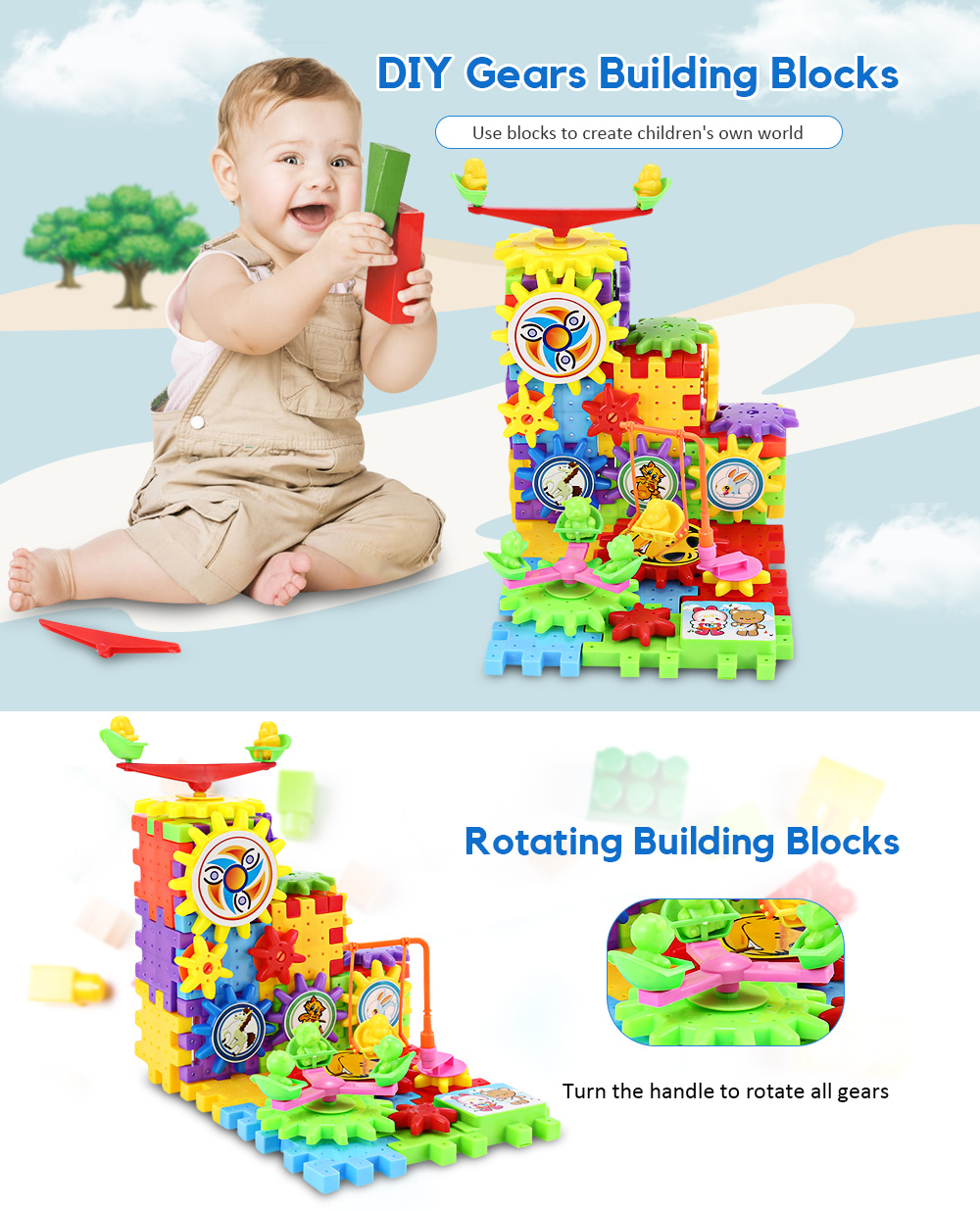 DIY Electric Assembled Gears Building Blocks Educational Toy DIY Electric Assembled Gears Building Blocks Educational Toy