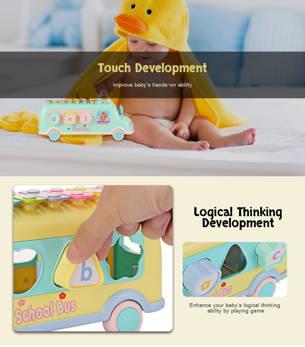1022 - 9 Baby School Bus Toy Music Car with Percussion Piano Matching Blocks 1022 - 9 Baby School Bus Toy Music Car with Percussion Piano Matching Blocks