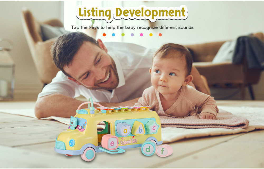 1022 - 9 Baby School Bus Toy Music Car with Percussion Piano Matching Blocks 1022 - 9 Baby School Bus Toy Music Car with Percussion Piano Matching Blocks