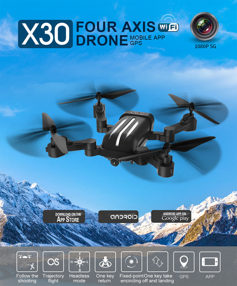 BAYANGTOYS X30 2.4G WiFi FPV RC Drone Aircraft Folding 8MP 5G 1080P HD Transmission BAYANGTOYS X30 2.4G WiFi FPV RC Drone Aircraft Folding 8MP 5G 1080P HD Transmission