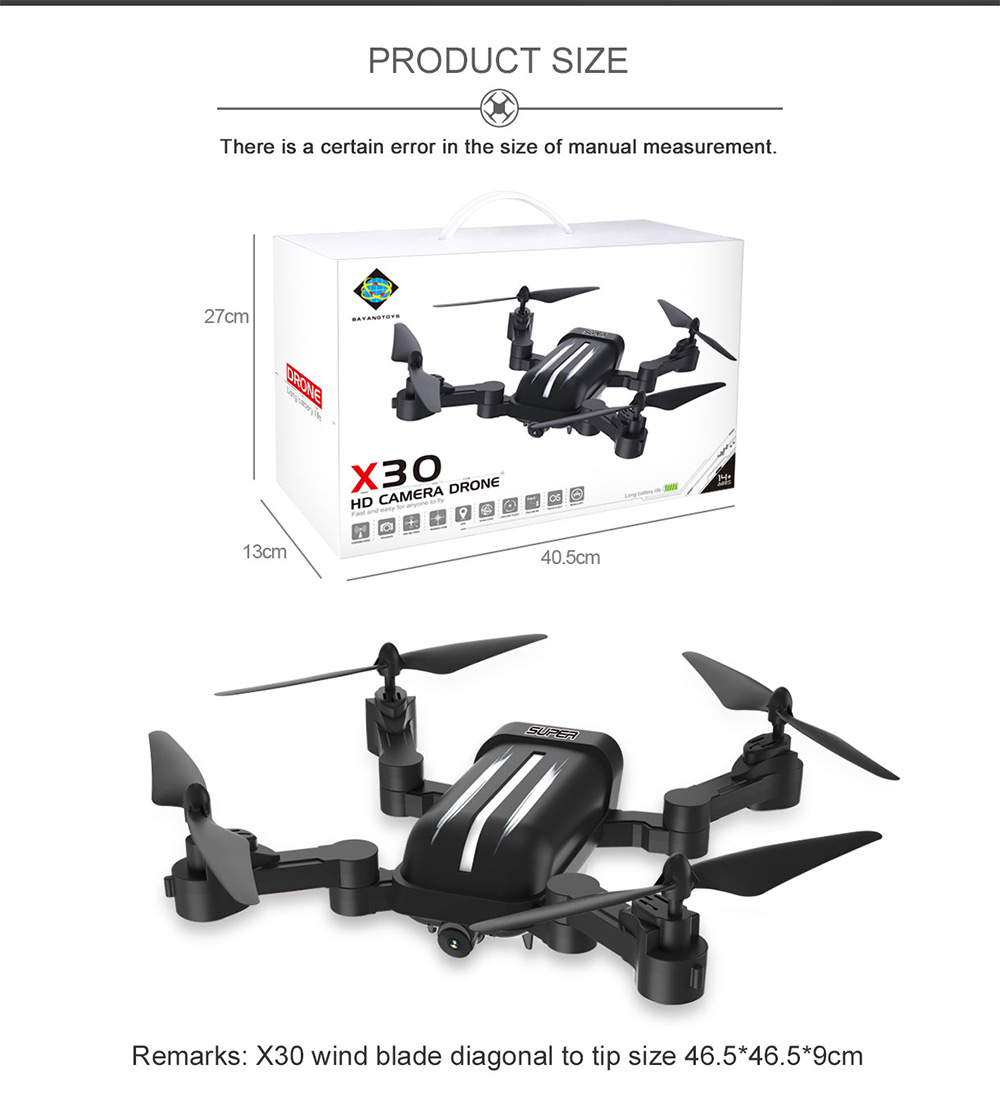 BAYANGTOYS X30 2.4G WiFi FPV RC Drone Aircraft Folding 8MP 5G 1080P HD Transmission BAYANGTOYS X30 2.4G WiFi FPV RC Drone Aircraft Folding 8MP 5G 1080P HD Transmission