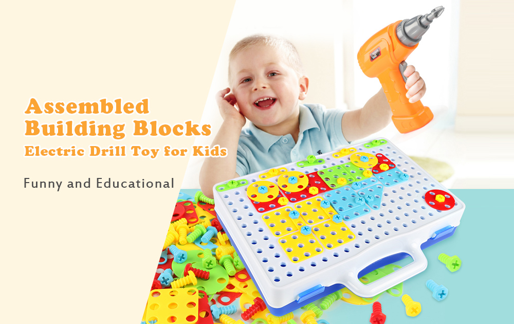 Educational Assembled Building Blocks Electric Drill Toy for Kids