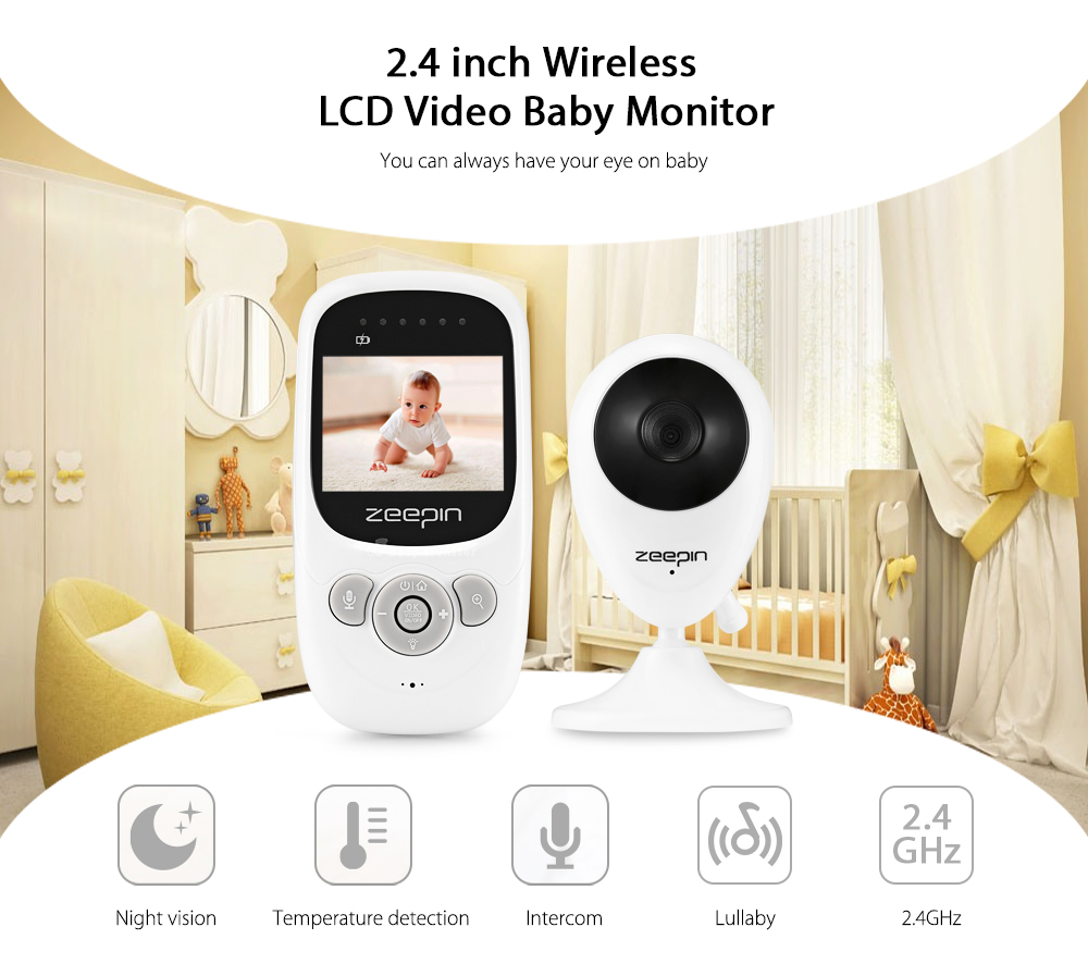 ZEEPIN Digital 2.4 inch Wireless LCD Baby Video Monitor with Night Vision