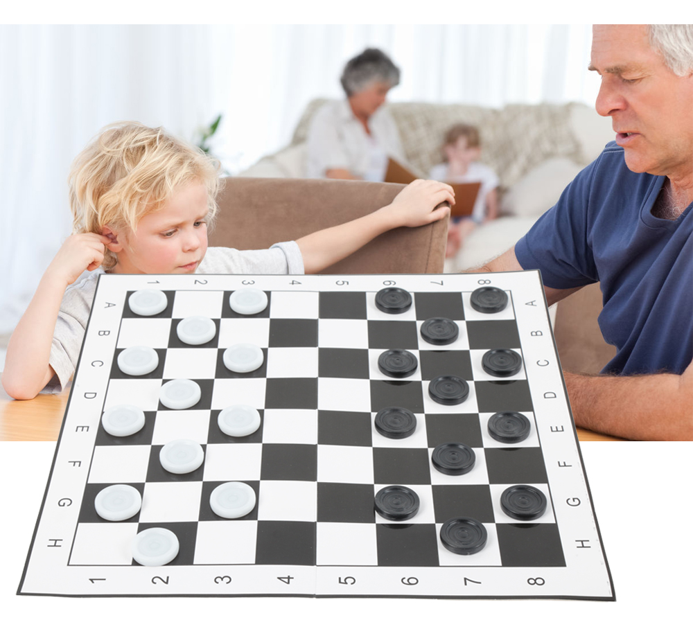 Plastic Draughts Checkers Set with Foldable Board for Entertainment