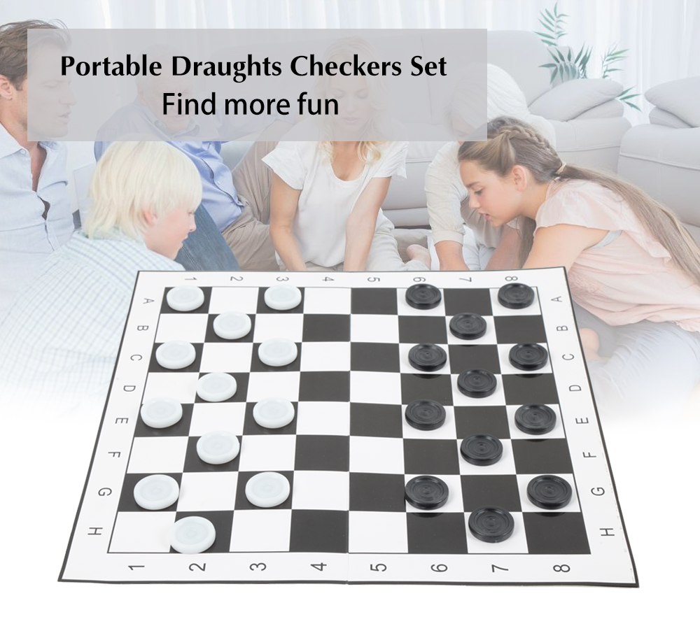 Plastic Draughts Checkers Set with Foldable Board for Entertainment