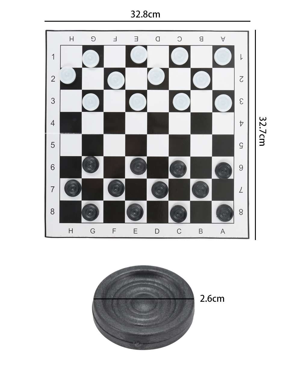 Plastic Draughts Checkers Set with Foldable Board for Entertainment