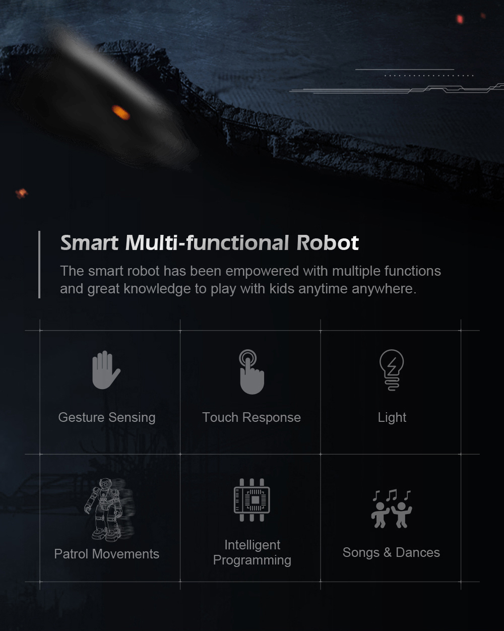 JJRC R11 Cady Wike Robot Song Dance Light Gliding Toy for Children JJRC R11 Cady Wike Robot Song Dance Light Gliding Toy for Children