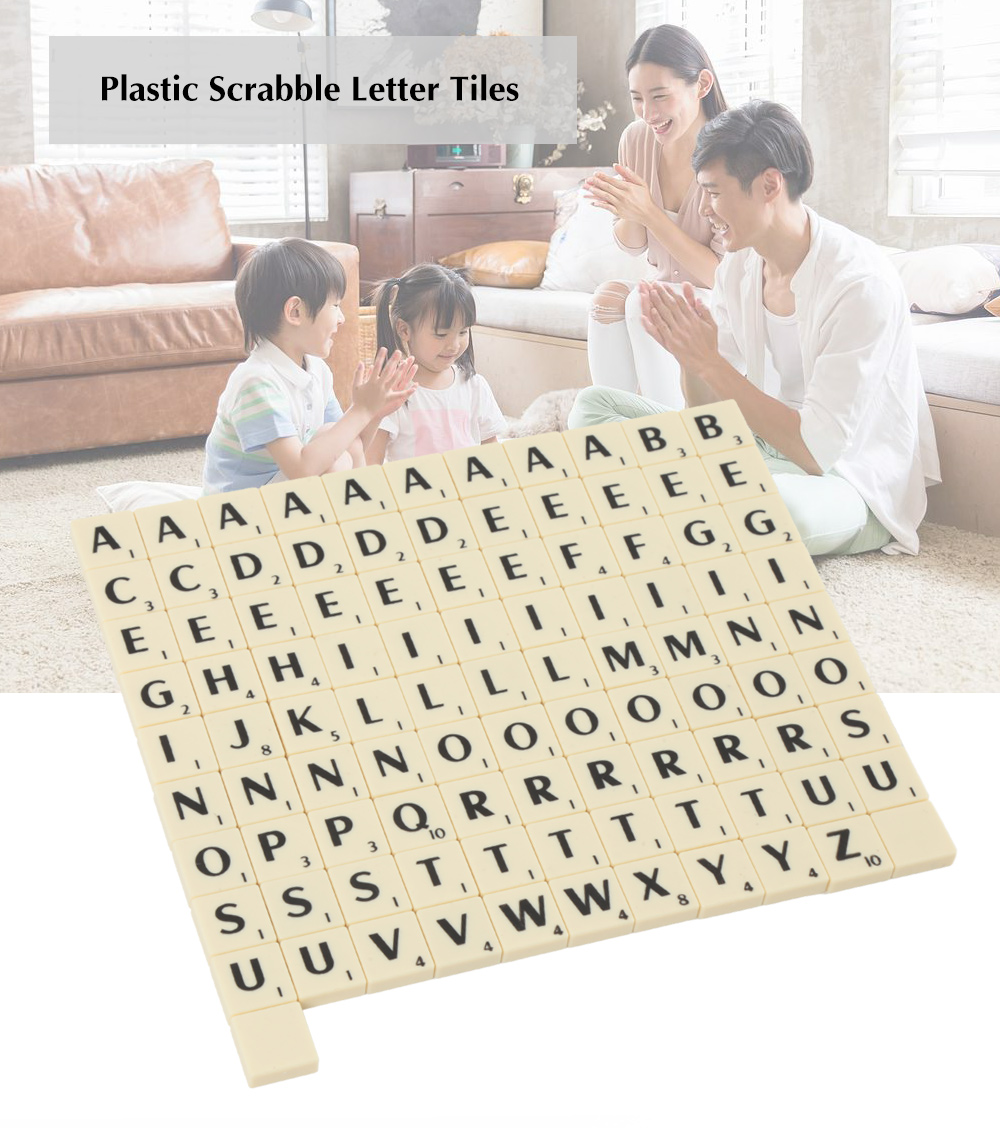 100pcs Plastic Scrabble Blocks Letters Alphabet Tiles