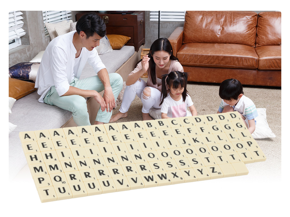 100pcs Plastic Scrabble Blocks Letters Alphabet Tiles