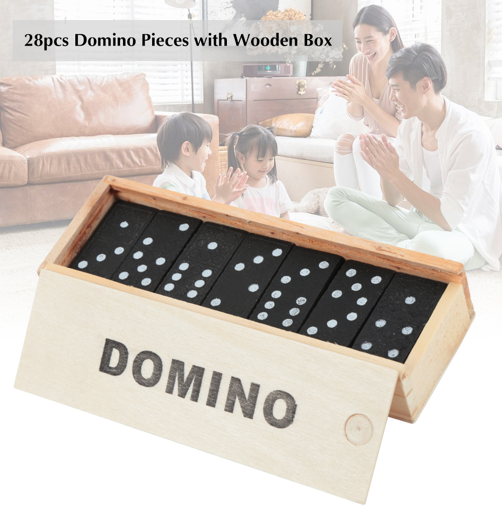 28pcs Classic Double Six Domino Pieces with Wooden Box