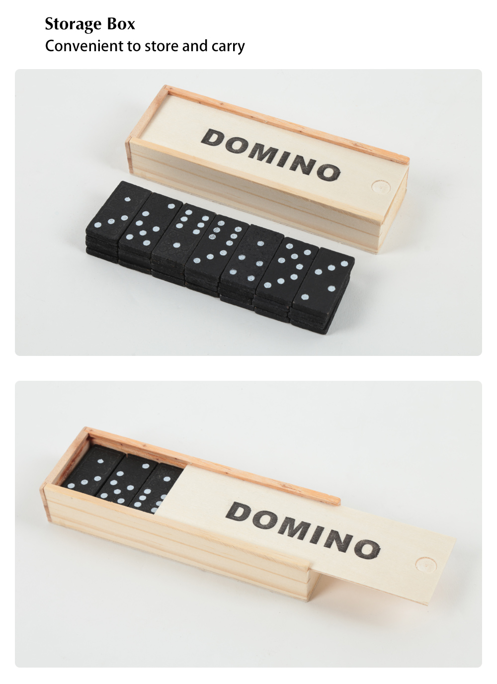 28pcs Classic Double Six Domino Pieces with Wooden Box