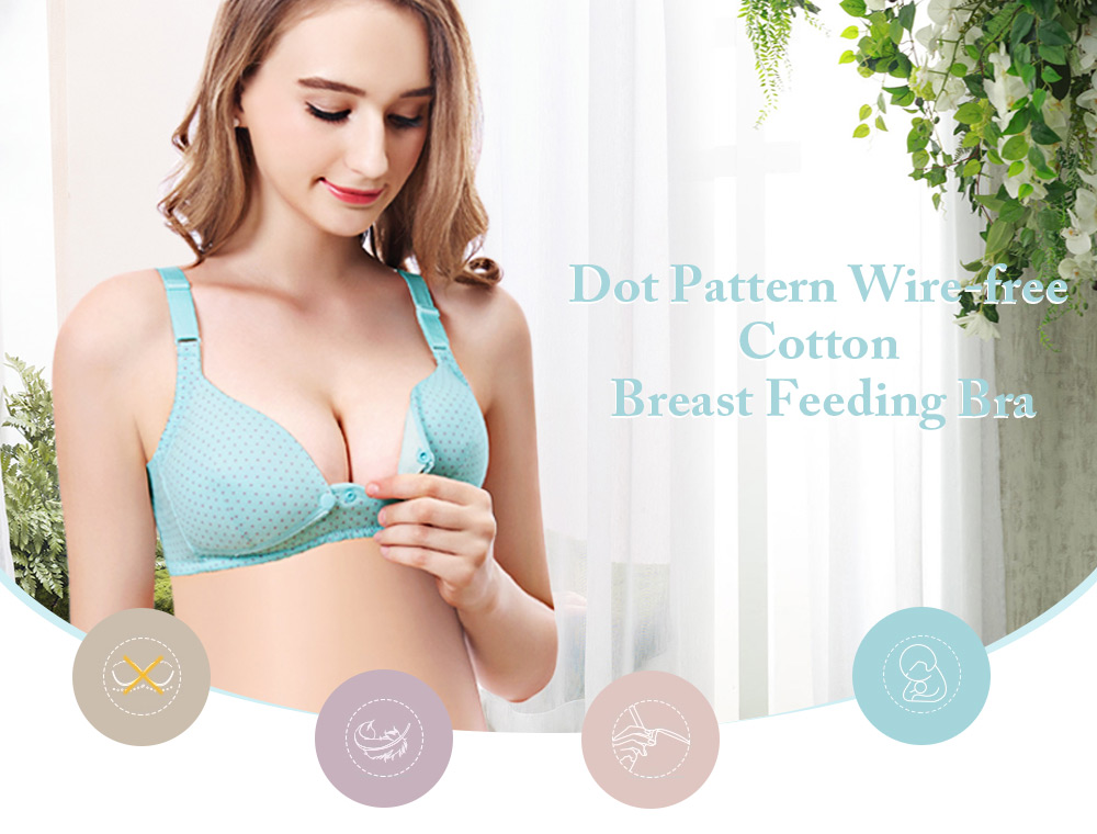 Dot Pattern Wire Free Cotton Breast Feeding Bra for Pregnant Women