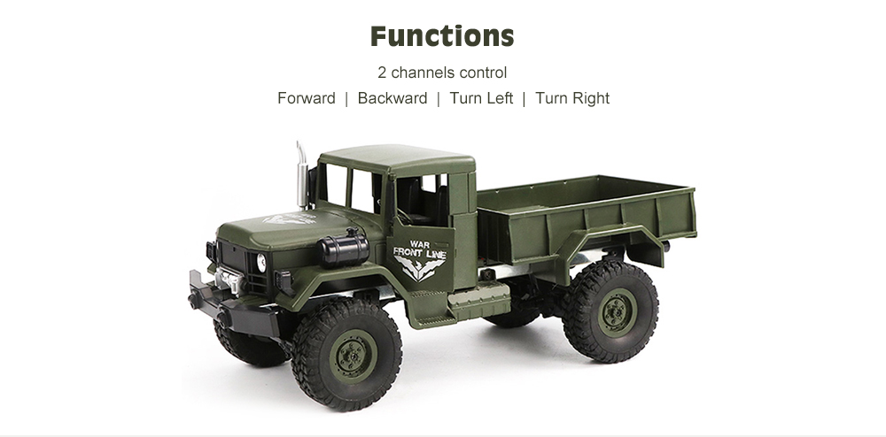 JJRC Q62 1/16 2.4G 4WD Off-Road Military Truck Crawler RC Car Toy