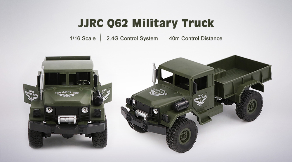 JJRC Q62 1/16 2.4G 4WD Off-Road Military Truck Crawler RC Car Toy
