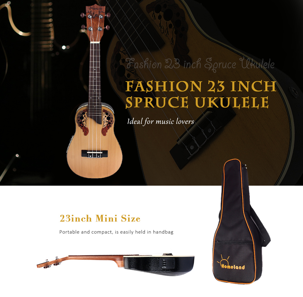 23 inch Ukulele Spruce Rosewood Fingerboard Bridge with Built-in EQ Bracket