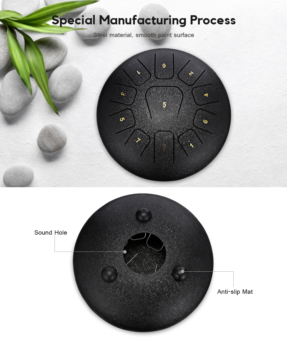 12 inch 11 Tones Steel Tongue Drum Percussion Instrument with Padded Bag 12 inch 11 Tones Steel Tongue Drum Percussion Instrument with Padded Bag