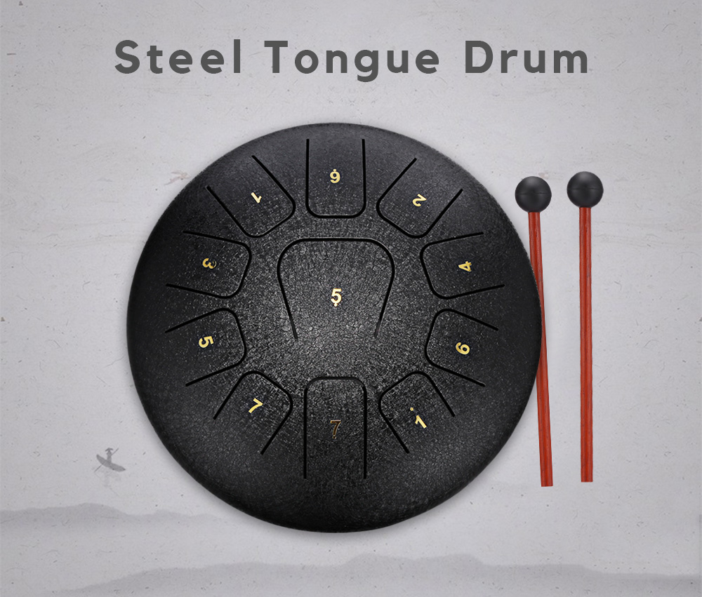 12 inch 11 Tones Steel Tongue Drum Percussion Instrument with Padded Bag