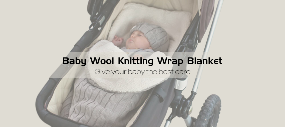 Pram Footmuff Baby Sleeping Bag Thick Wool Knitting Wrap Blanket