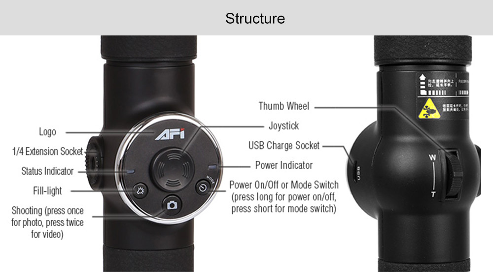 V5 3 Axis Handheld Telescopic Gimbal LED Fill Light Focus Adjusted for 6 inch Smartphone