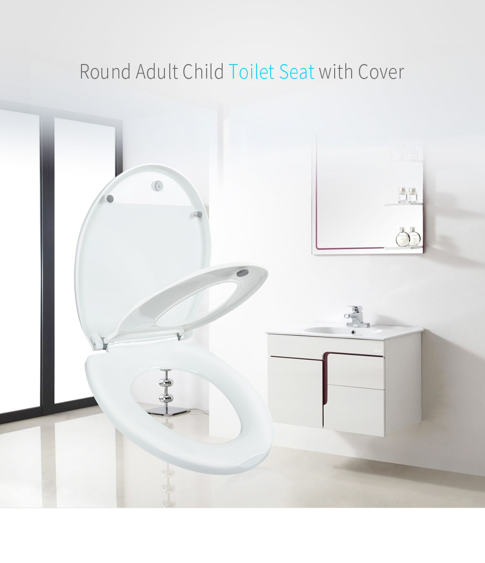 Round Adult Toilet Seat with Child Potty Training Cover