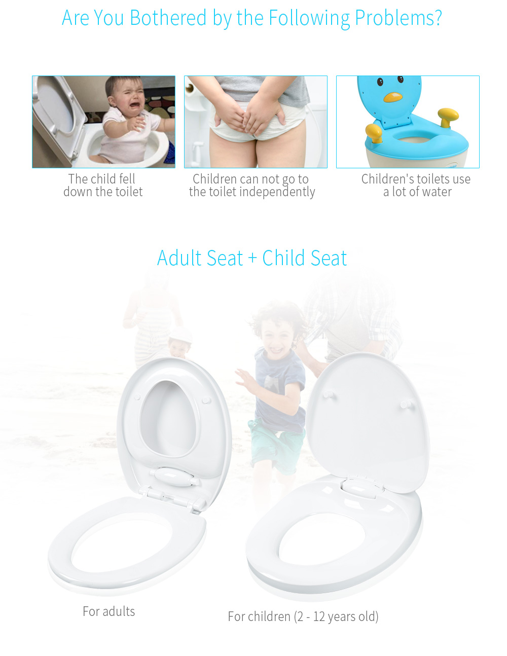 Round Adult Toilet Child Potty Training Seat with Cover