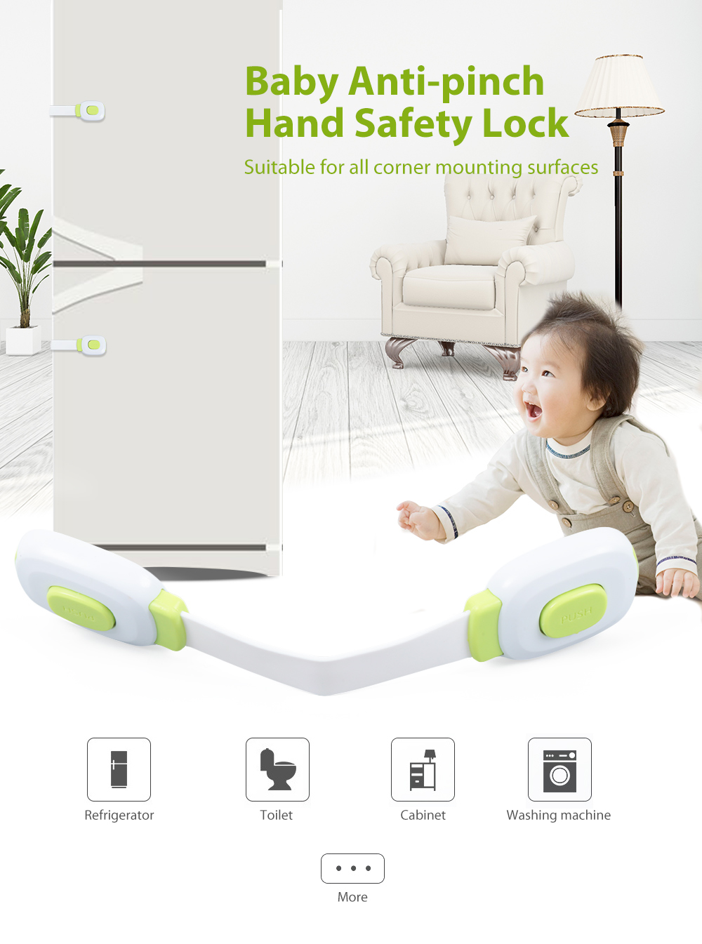 5pcs Practical Children Anti Open Drawer Baby Anti-pinch Hand Cabinet Lock