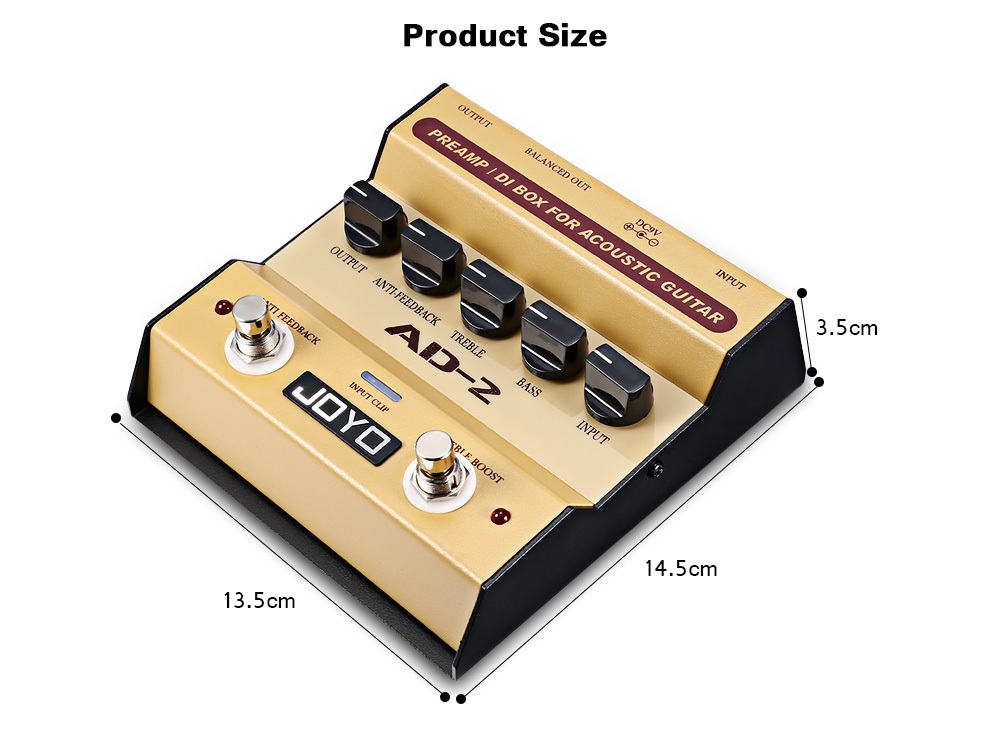 JOYO AD - 2 Preamp DI Box Effect Pedal for Acoustic Guitar