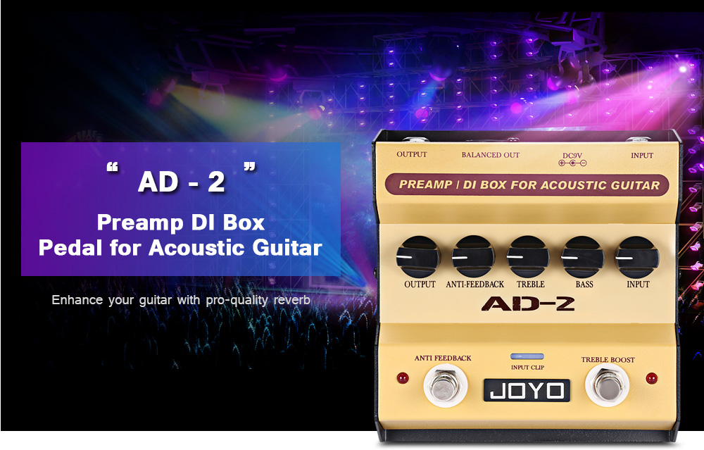 JOYO AD - 2 Preamp DI Box Effect Pedal for Acoustic Guitar