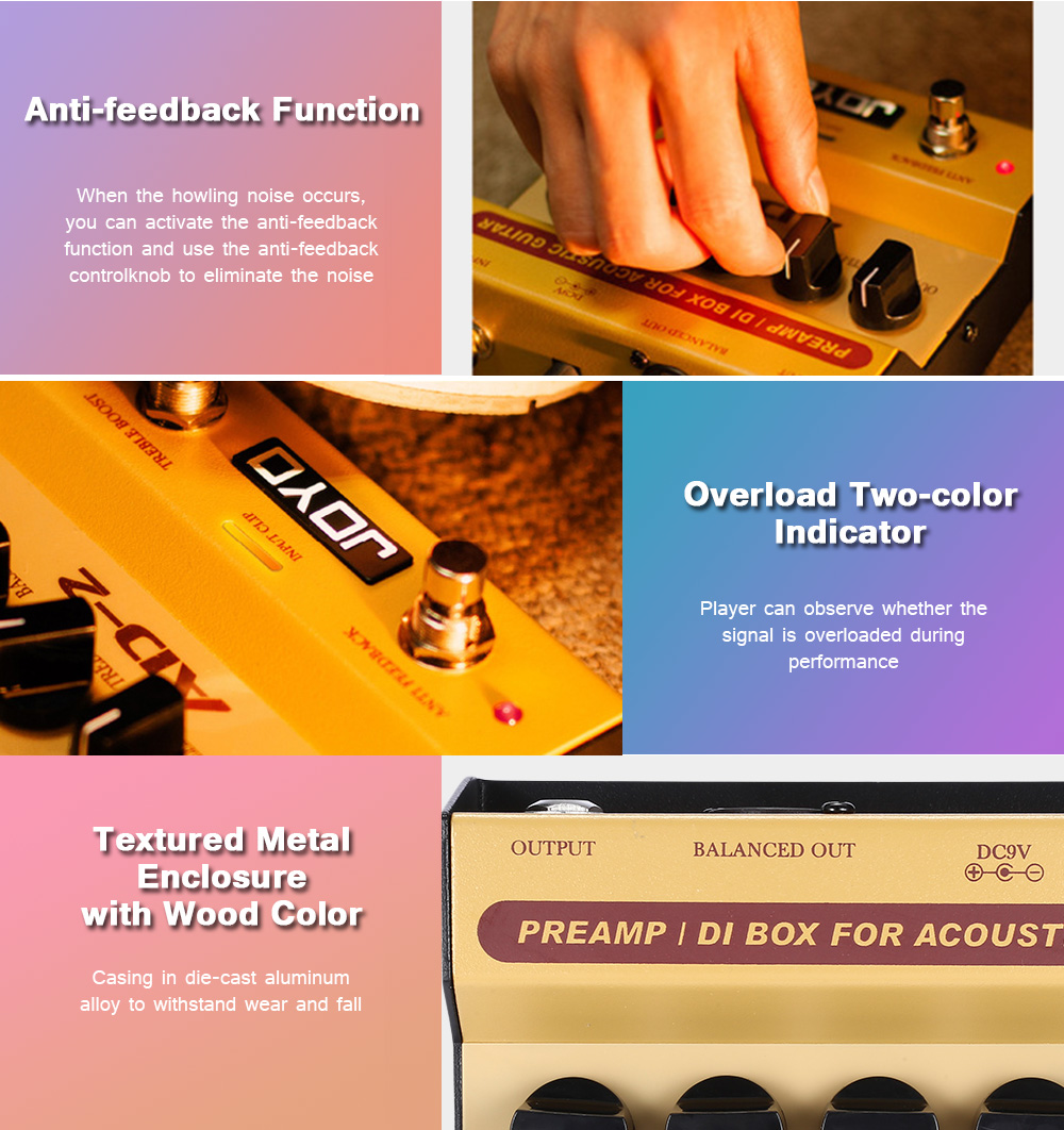 JOYO AD - 2 Preamp DI Box Effect Pedal for Acoustic Guitar
