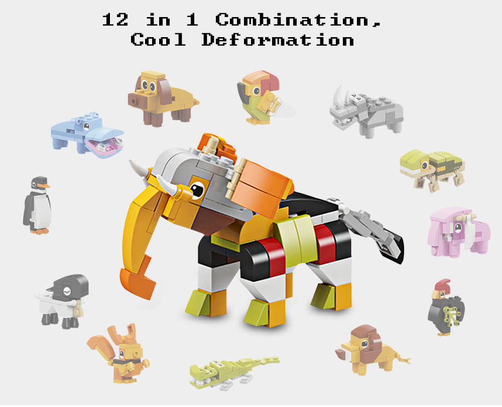SM206 12-in-1 Animals Kingdom Assembly Puzzle Blocks Set