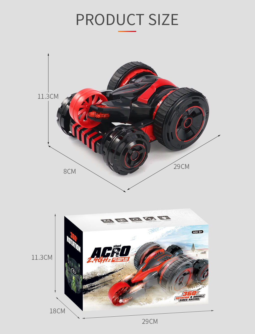 JJRC Q49 Acro Cool Light 360-degree Rotation One Key Transform Stunt RC Car