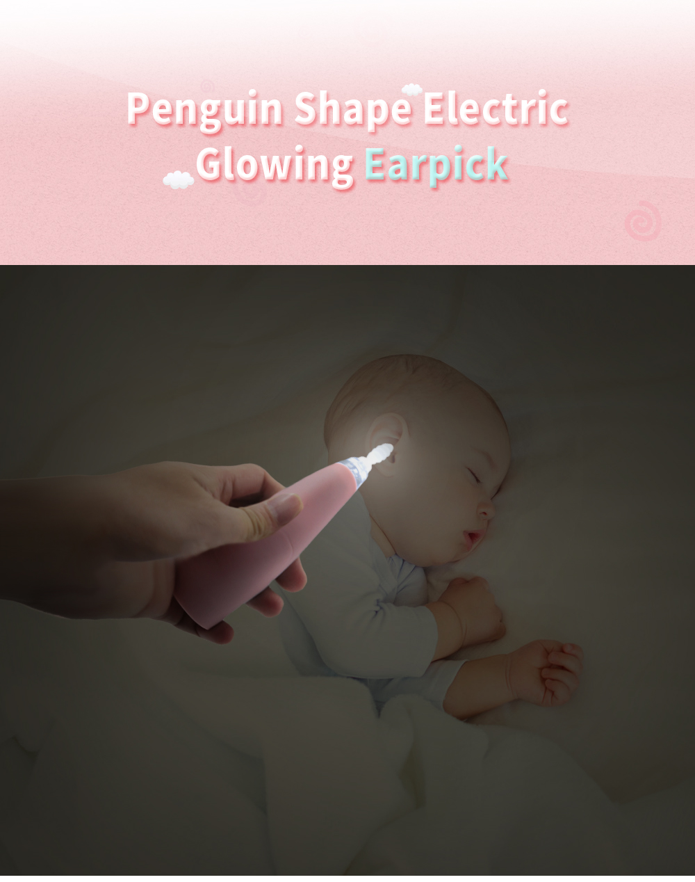 Penguin Shape Electric Glowing Ear Spoon